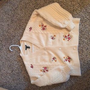Embroidered Cable Knit Cardigan